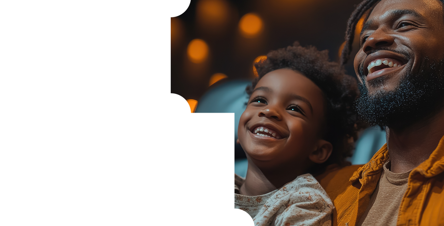 Father and child enjoying an event together